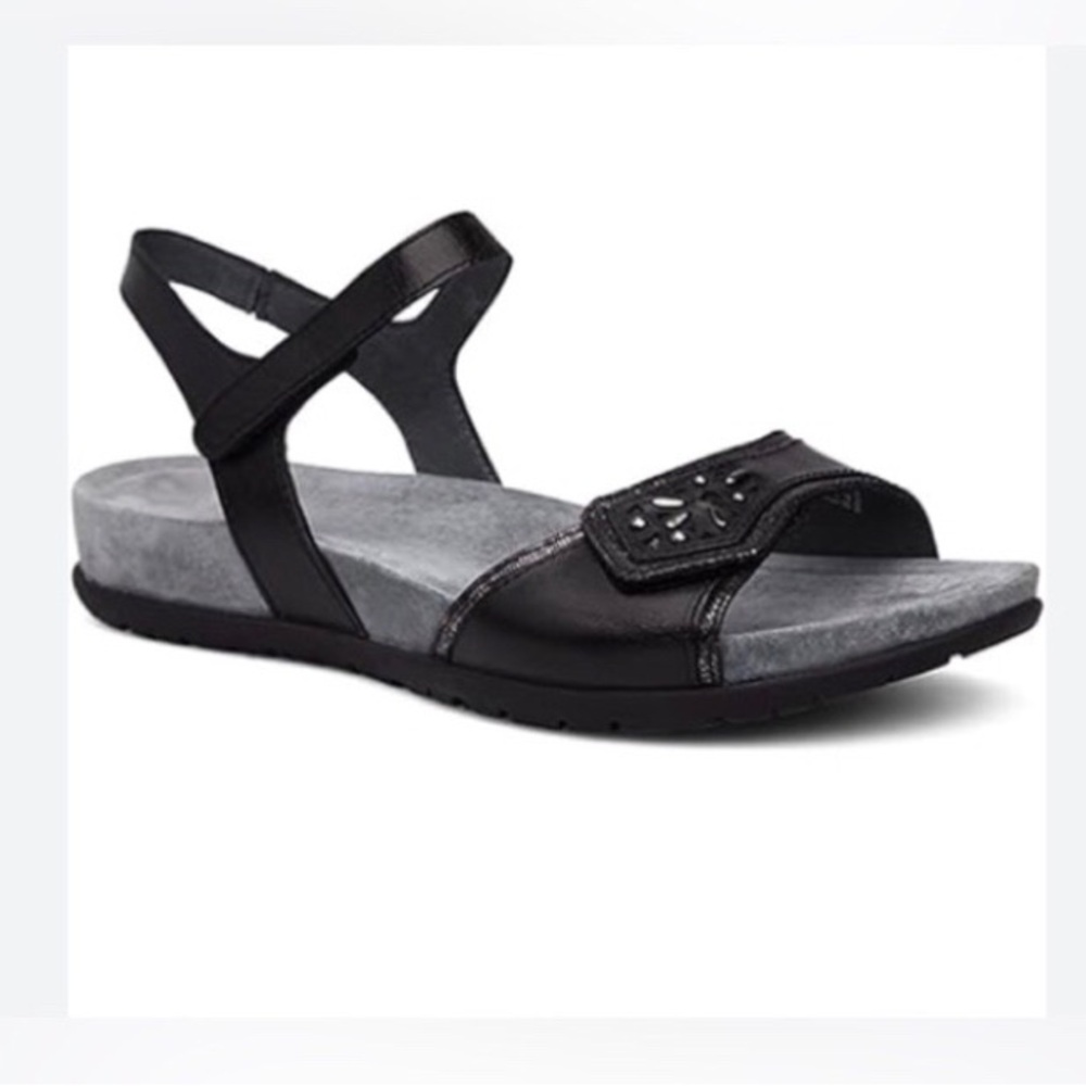 Dansko Blythe Leather Black Strappy Slide-back Sandals Shoes 11.5